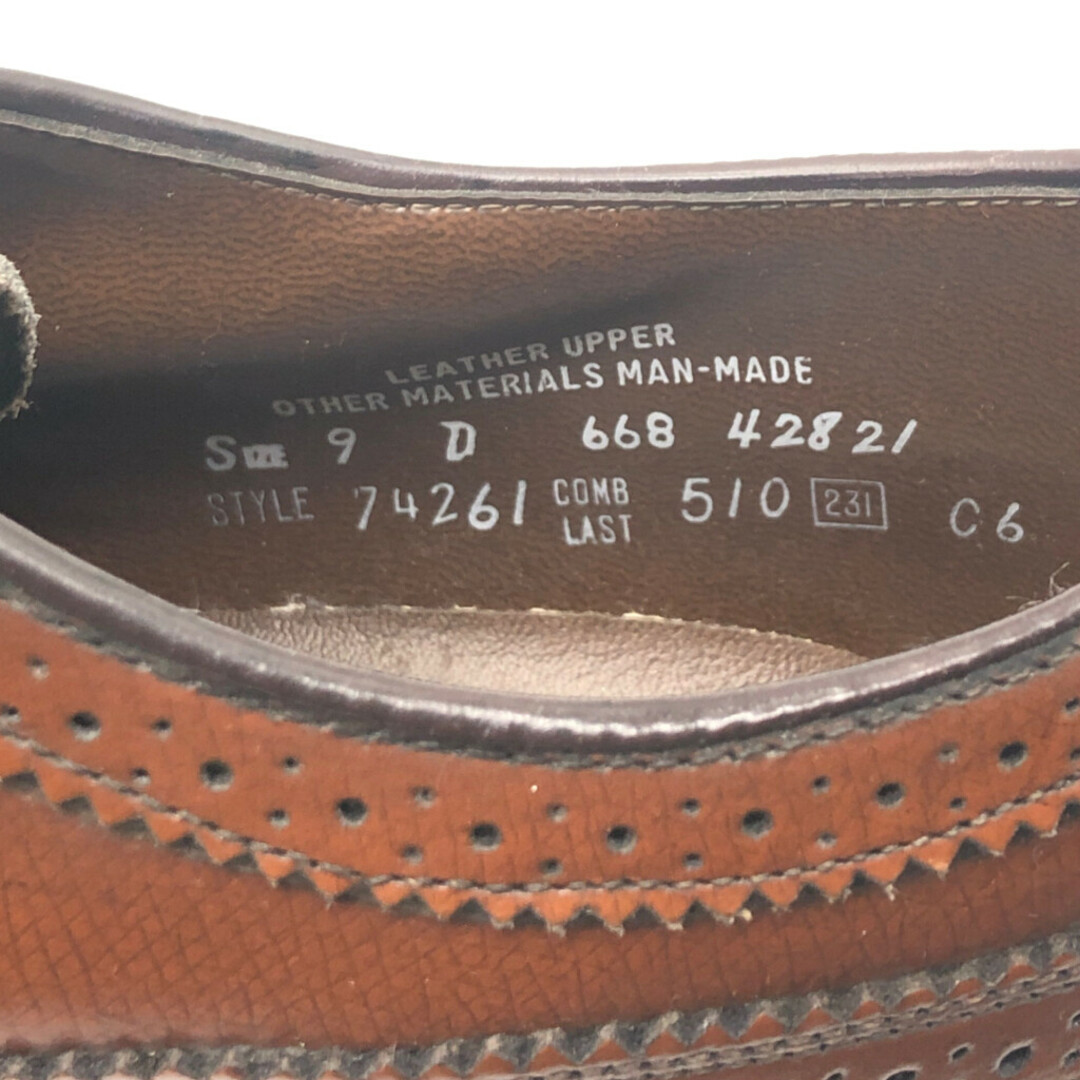USA製 Sears シアーズ ロングウィングチップ レザーシューズ ブラウン (メンズ 9 D) 中古 古着 KA0628 メンズの靴/シューズ(ドレス/ビジネス)の商品写真