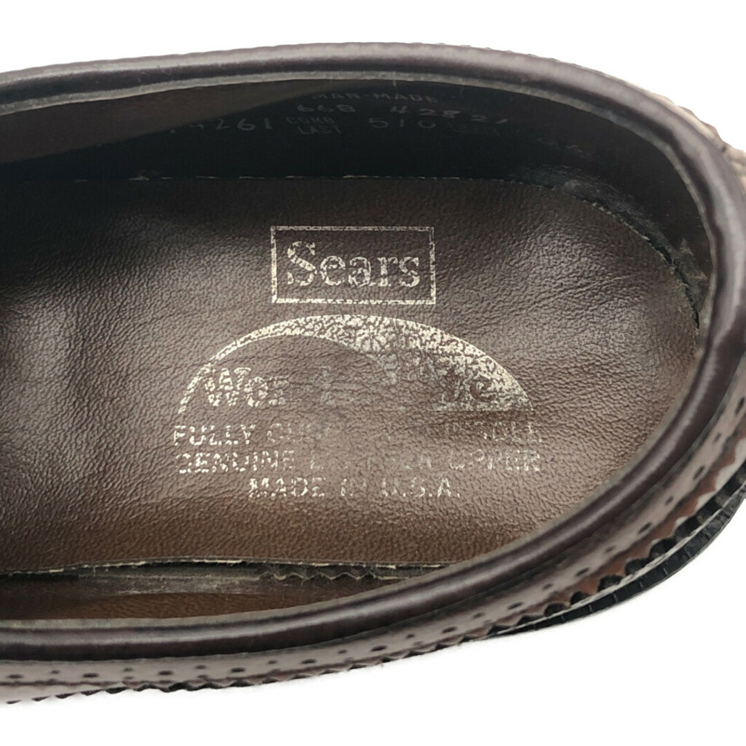 USA製 Sears シアーズ ロングウィングチップ レザーシューズ ブラウン (メンズ 9 D) 中古 古着 KA0628 メンズの靴/シューズ(ドレス/ビジネス)の商品写真