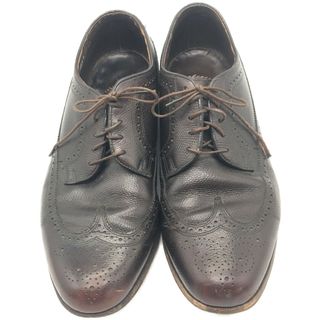 FLORSHEIM フローシャイム ロングウィングチップ レザーシューズ ダークブラウン (メンズ 8 1/2 3E) 中古 古着 KA0629(ドレス/ビジネス)