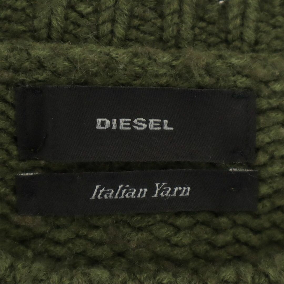 DIESEL(ディーゼル)のディーゼル 長袖 セーター S カーキ DIESEL ニット ロゴプレート レディース 古着 【240220】 レディースのトップス(ニット/セーター)の商品写真