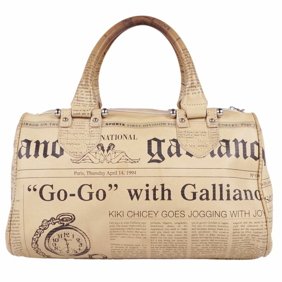 GALLIANO(ガリアーノ)のガリアーノ GALLIANO バッグ ボストンバッグ ミニ ヴィーガンレザー 総柄 メンズ イタリア製 ベージュ メンズのバッグ(ボストンバッグ)の商品写真