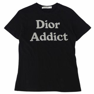 クリスチャンディオール(Christian Dior)のクリスチャンディオール Christian Dior Tシャツ クルーネック ショートスリーブ 半袖 カットソー プリント コットン リネン トップス レディース イタリア製 XS ブラック(Tシャツ(半袖/袖なし))