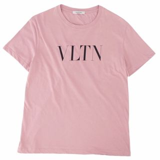 ヴァレンティノ(VALENTINO)の美品 ヴァレンティノ VALENTINO Tシャツ クルーネック ショートスリーブ 半袖 カットソー プリント コットン トップス レディース イタリア製 XS ピンク(Tシャツ(半袖/袖なし))