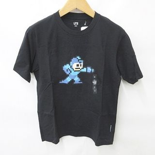 ユニクロ(UNIQLO)のユニクロ UNIQLO Tシャツ 半袖 丸首 キャラクター プリント 綿 黒 M(Tシャツ/カットソー(半袖/袖なし))