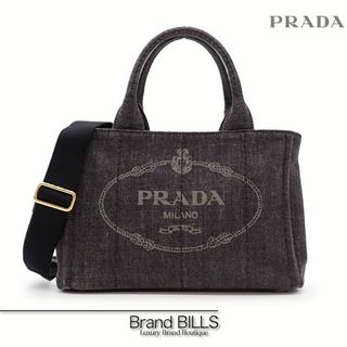 プラダ(PRADA)の未使用品 プラダ カナパ ハンドバッグ ショルダーバッグ 2way 1BG439 デニム ブラック ゴールド金具 トライアングルロゴ(ハンドバッグ)