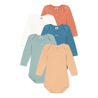 プチバトー(PETIT BATEAU)の『新品』petitbateau 12m/74cm 長袖ボディ5枚組(肌着/下着)