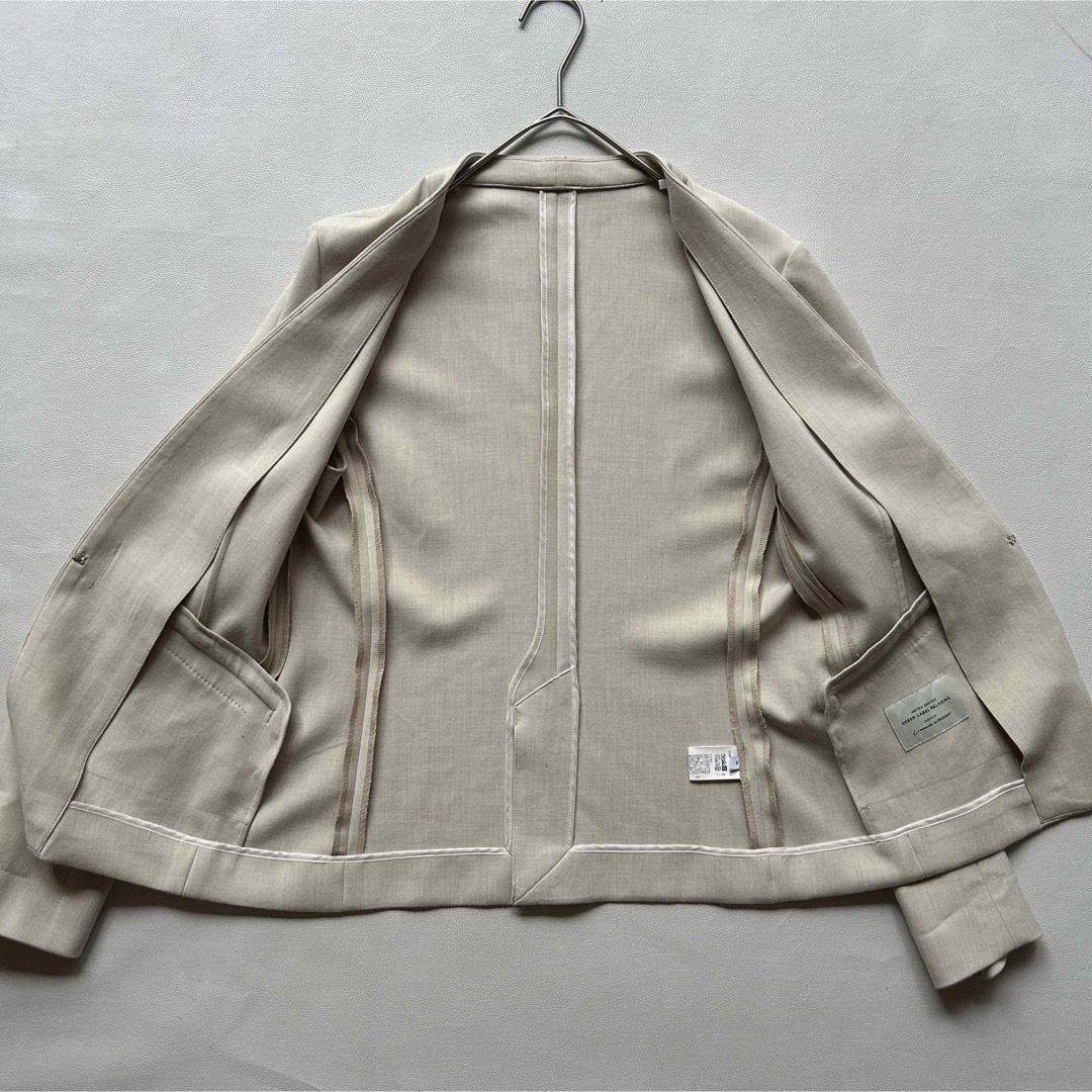 UNITED ARROWS green label relaxing(ユナイテッドアローズグリーンレーベルリラクシング)の043GLR22SS手洗可防皺ストレッチノーカラージャケットスカートMベージュ レディースのフォーマル/ドレス(スーツ)の商品写真