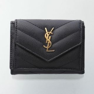 サンローラン(Saint Laurent)のK3704M 美品 サンローラン キャビアスキン タイニー 本革 三つ折 財布(財布)