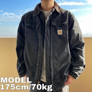 カーハート(carhartt)の90s アメリカ製 カーハート ダックジャケット ブルゾン ブラック 黒 L相当(カバーオール)