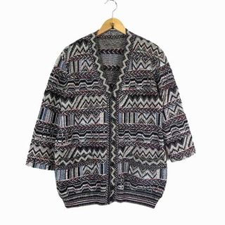 ミッソーニ(MISSONI)のミッソーニ MISSONI イタリア製 カーディガン 長袖 XL 50 グレー黒(カーディガン)