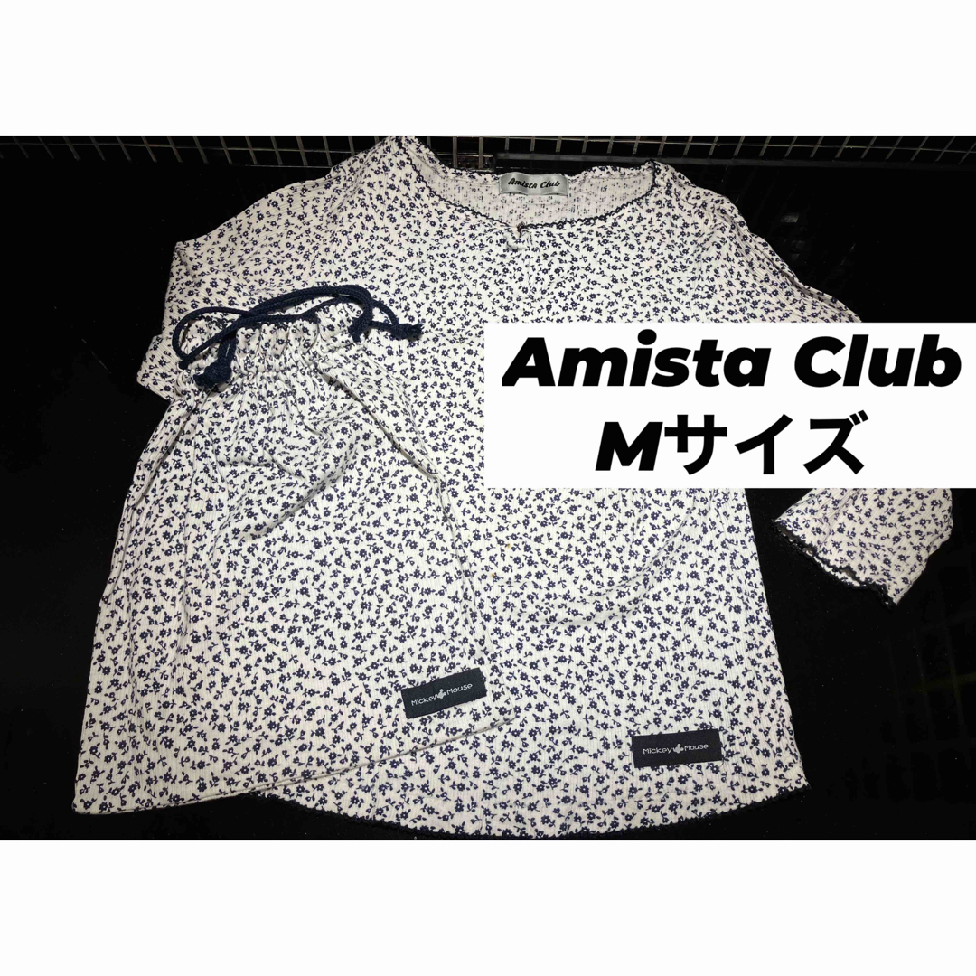 Amista Club ミッキーマウスタグ 8分丈袖ルームウェア 同柄収納袋付  レディースのトップス(カットソー(長袖/七分))の商品写真