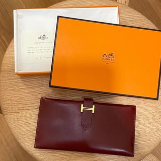 エルメス(Hermes)のエルメス ベアン クラシック 二つ折り財布 ボルドー ワインレッド ゴールド金具(財布)