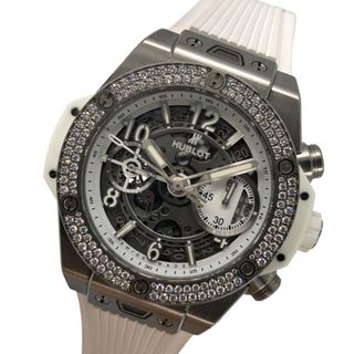 ウブロ(HUBLOT)の　ウブロ HUBLOT ビックバン ウニコ チタニウム ホワイト ダイヤモンド 441.NE.2010.RW.1104 シルバー×ホワイト セラミック/ラバーベルト 腕時計 メンズ(その他)