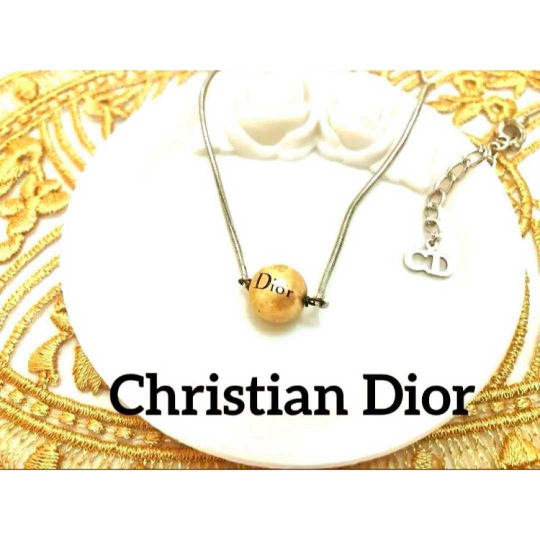 Christian Dior(クリスチャンディオール)の★Dior★ヴィンテージ ネックレス チョーカー フェイクパール ロゴ入り レディースのアクセサリー(ネックレス)の商品写真