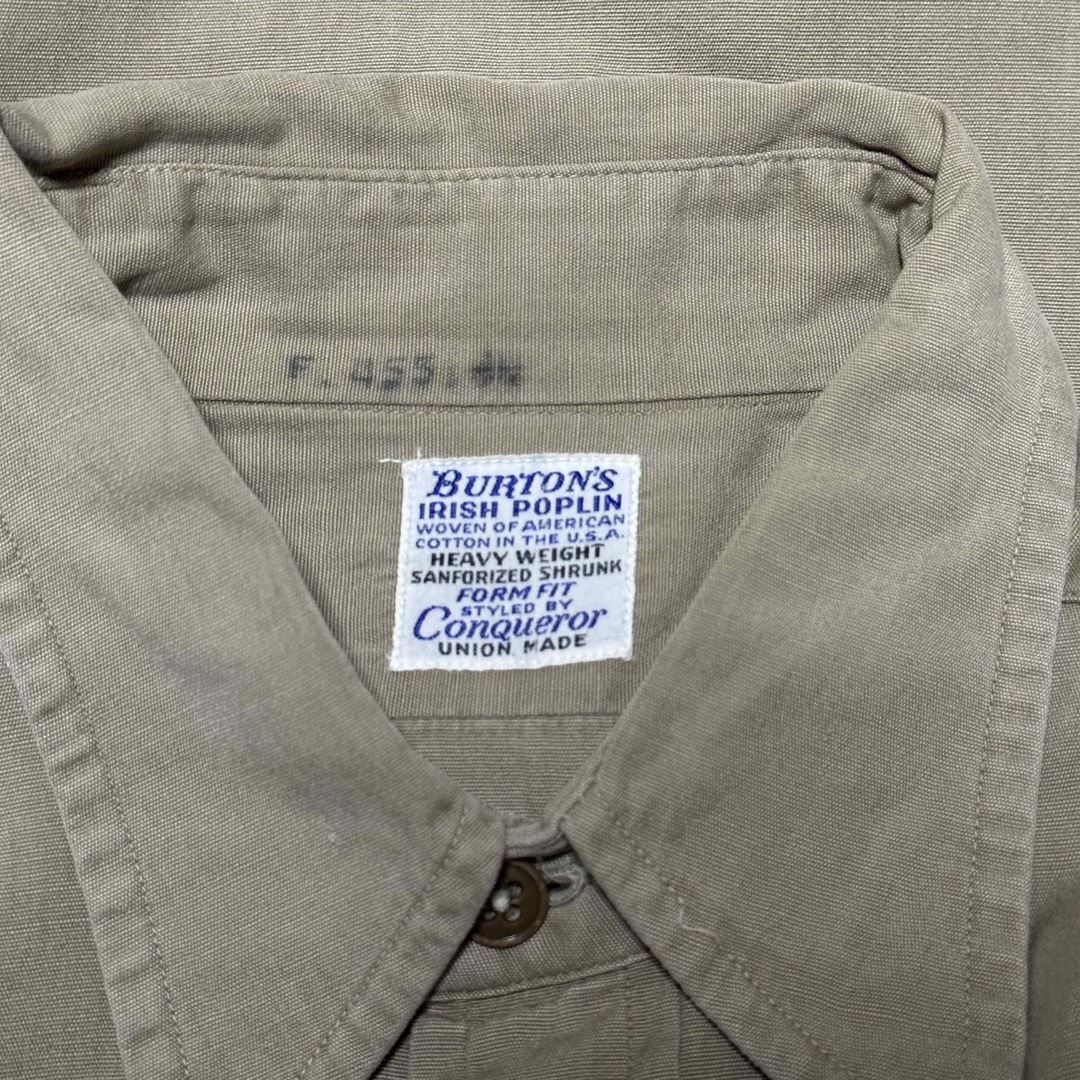 MILITARY(ミリタリー)の50～60's BURTON'S ポプリンシャツ Khaki US ARMY メンズのトップス(シャツ)の商品写真