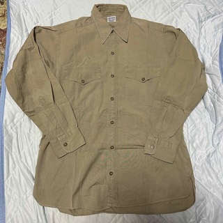 ミリタリー(MILITARY)の50～60's BURTON'S ポプリンシャツ Khaki US ARMY(シャツ)