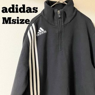 アディダス(adidas)のadidas アディダス ハーフジップ スウェット 襟ロゴ刺繍　Mサイズ(スウェット)