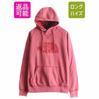 ザノースフェイス(THE NORTH FACE)のノースフェイス ロゴ 刺繍 スウェット フード パーカー メンズ S / The North Face 前V プルオーバー 裏起毛 トレーナー アウトドア エンジ(パーカー)