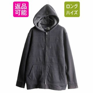 ザノースフェイス(THE NORTH FACE)のノースフェイス 裏ボア フルジップ スウェット パーカー メンズ XL 古着 The North face アウトドア パイル フリース ジャケット ブラック(パーカー)