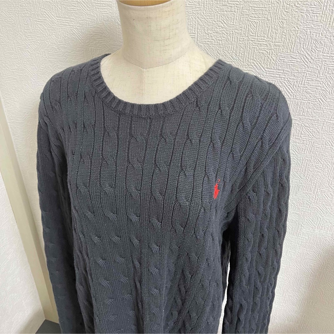 POLO（RALPH LAUREN）(ポロ)のポロラルフローレン ケーブルニット ネイビー レッド ポニー  レディースのトップス(ニット/セーター)の商品写真