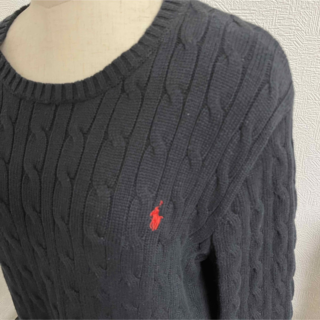 POLO（RALPH LAUREN）(ポロ)のポロラルフローレン ケーブルニット ネイビー レッド ポニー  レディースのトップス(ニット/セーター)の商品写真