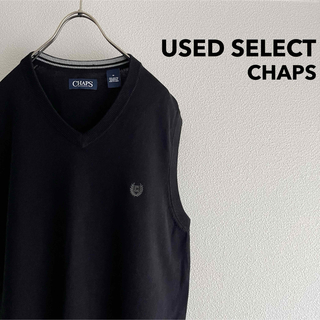 チャップス(CHAPS)の古着 “CHAPS” Cotton Knit Vest / ワンポイント刺繍 黒(ベスト)