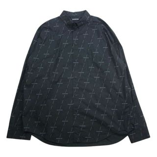 バレンシアガ(Balenciaga)のBALENCIAGA バレンシアガ 21SS 642265 TJLF3 イタリア製 ロゴ 総柄 ボタンダウン 長袖 シャツ ブラック系 37【中古】(シャツ)