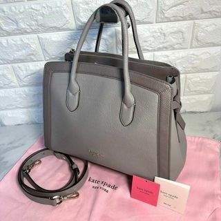 ケイトスペードニューヨーク(kate spade new york)の美品　ケイトスペード　ノット　ショルダー　トート　2way　レザー　グレージュ(ショルダーバッグ)