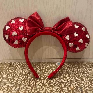 ディズニー(Disney)のディズニーカチューシャ　ミニーカチューシャ　ハート刺繍　スパンコールカチューシャ(カチューシャ)