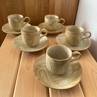 アリタヤキ(有田焼)の有田焼  高級ねりこみ珈琲    土と炎   コーヒーカップ＆ソーサー(グラス/カップ)