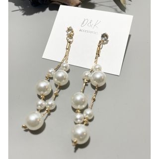 No.12  上品　ロングタッセルパールピアス　結婚式　パーティー(ピアス)