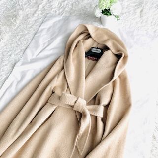 マックスマーラ(Max Mara)の新品同様‼️マックスマーラ アルパカ フード付き ふんわりベルテッドコート(ロングコート)