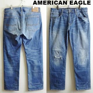 アメリカンイーグル(American Eagle)のアメリカンイーグル　スリムストレートデニム　W87cm　スーパーストレッチ　明青(デニム/ジーンズ)