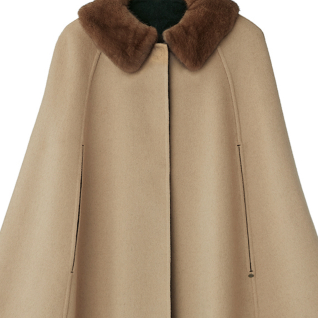 FOXEY - フォクシー ファー付き リバーシブル カシミア ケープ FOXEY - フォクシー ファー付き リバーシブル カシミア ケープ