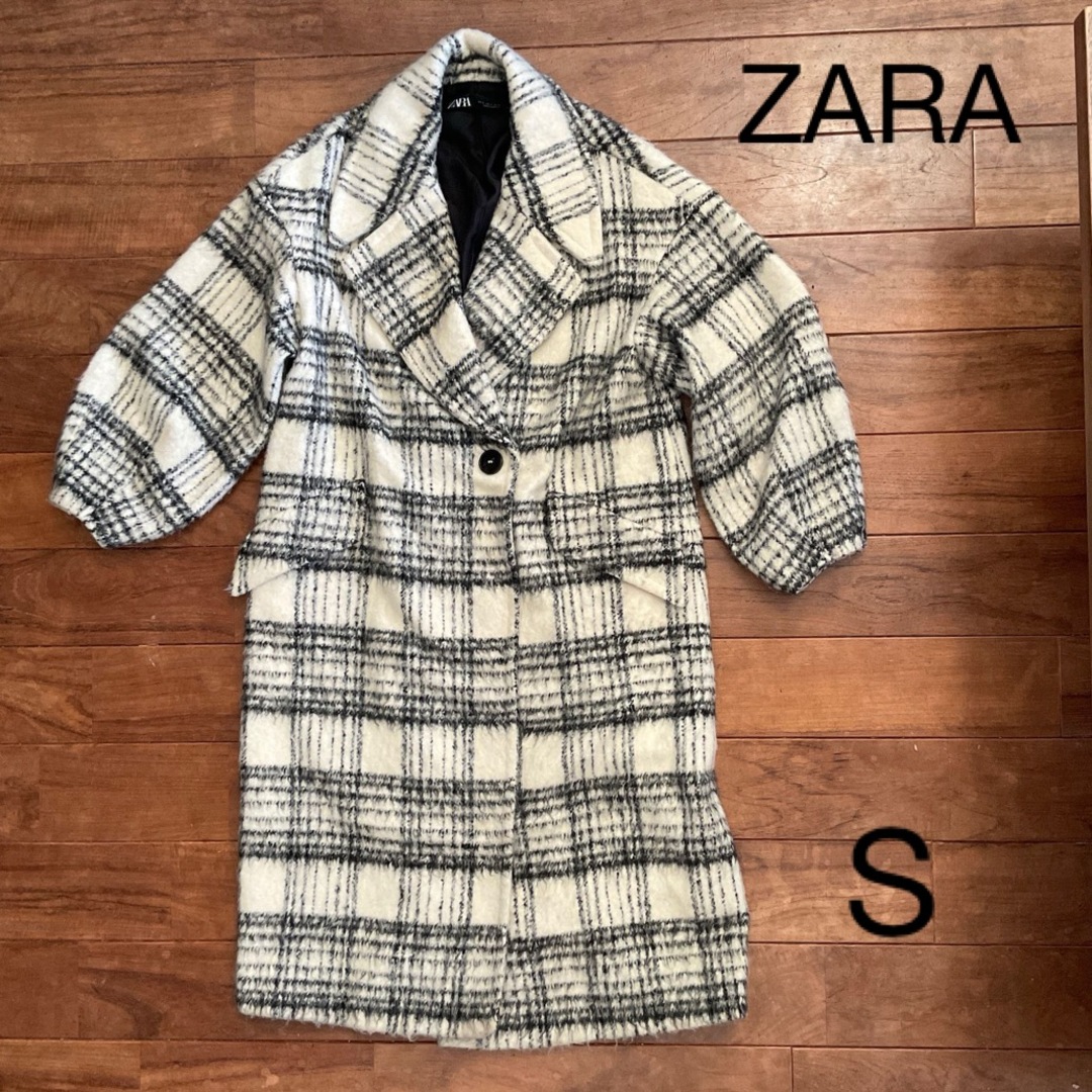 ZARA(ザラ)のZARA チェック コート S レディースのジャケット/アウター(ロングコート)の商品写真