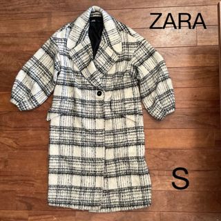 ザラ(ZARA)のZARA チェック コート S(ロングコート)