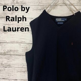 ポロラルフローレン(POLO RALPH LAUREN)のPolo by Ralph Lauren ニットベスト ワンポイント 刺繍 紺(ベスト)
