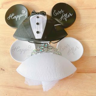 ディズニー(Disney)のアメリカ　カチューシャ　ミッキー　ミニー　新郎　新婦　結婚式　新品　イヤーハット(カチューシャ)