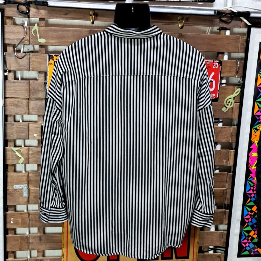 SHAREEF(シャリーフ)の定価3.3万　シャリーフ　レーヨン　ストライプ　ビッグシャツ　Ｍ メンズのトップス(シャツ)の商品写真