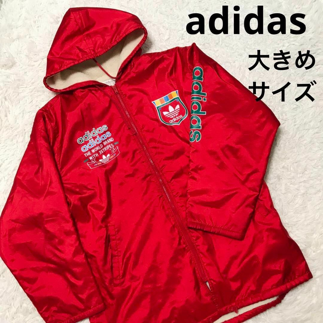 adidas(アディダス)のアディダス　スポーツジャケット　内ボア　赤　L～LL相当　サッカー メンズのジャケット/アウター(スカジャン)の商品写真