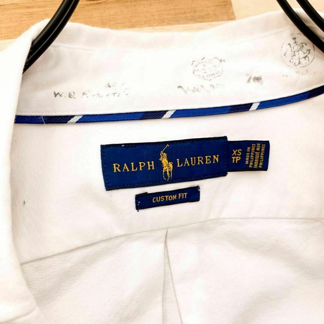 POLO RALPH LAUREN(ポロラルフローレン)のオシャレ【ポロラルフローレン】花柄ワッペン長袖シャツ エンブレム XS 白×青 メンズのトップス(シャツ)の商品写真