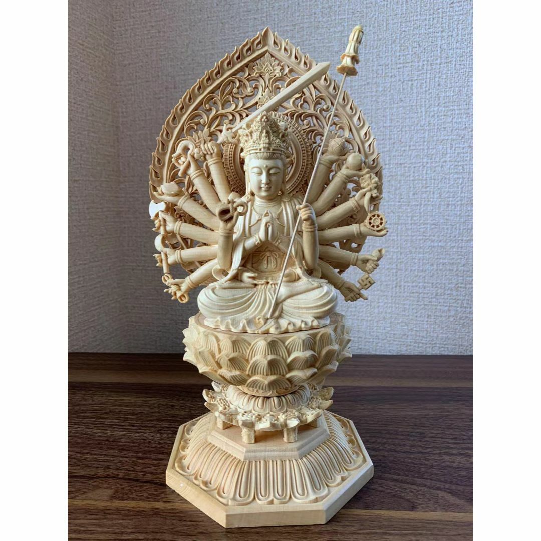 仏像 木彫り 准胝観音菩薩像 檜木 木彫 仏具