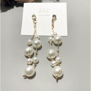 No.12  上品　ロングタッセルパールピアス　結婚式　パーティー(ピアス)