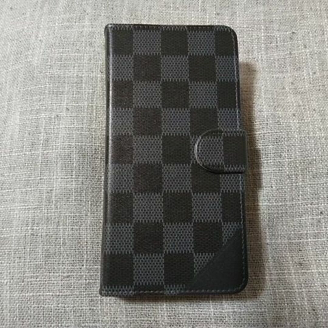 全機種対応★チェック柄ブラック★手帳型スマホケース スマホ/家電/カメラのスマホアクセサリー(Androidケース)の商品写真