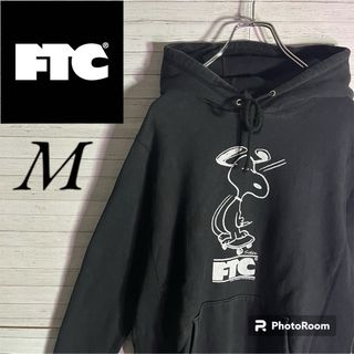 ハフ(HUF)の【希少デザイン】FTC センタービックロゴ パーカー 定番カラー ブラック M(パーカー)