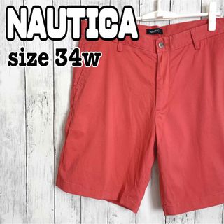 ノーティカ(NAUTICA)のNAUTICA ノーティカ ショートパンツ 34w 赤 刺繍ロゴ 輸入 海外古着(ショートパンツ)