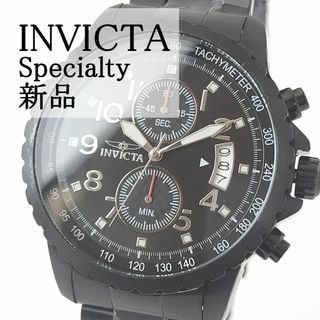 インビクタ(INVICTA)の黒ブラック新品かっこいいINVICTAメンズ腕時計クロノグラフ日付ワイルド箱付(腕時計(アナログ))