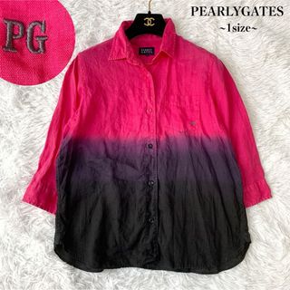 パーリーゲイツ(PEARLY GATES)の【美品】パーリーゲイツ グラデーションリネンシャツ 1サイズ 麻 ゴルフウェア(シャツ/ブラウス(長袖/七分))