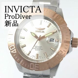 インビクタ(INVICTA)のゴールドシルバー新品INVICTAメンズ腕時計３針カレンダー日付かっこいい箱付(腕時計(アナログ))