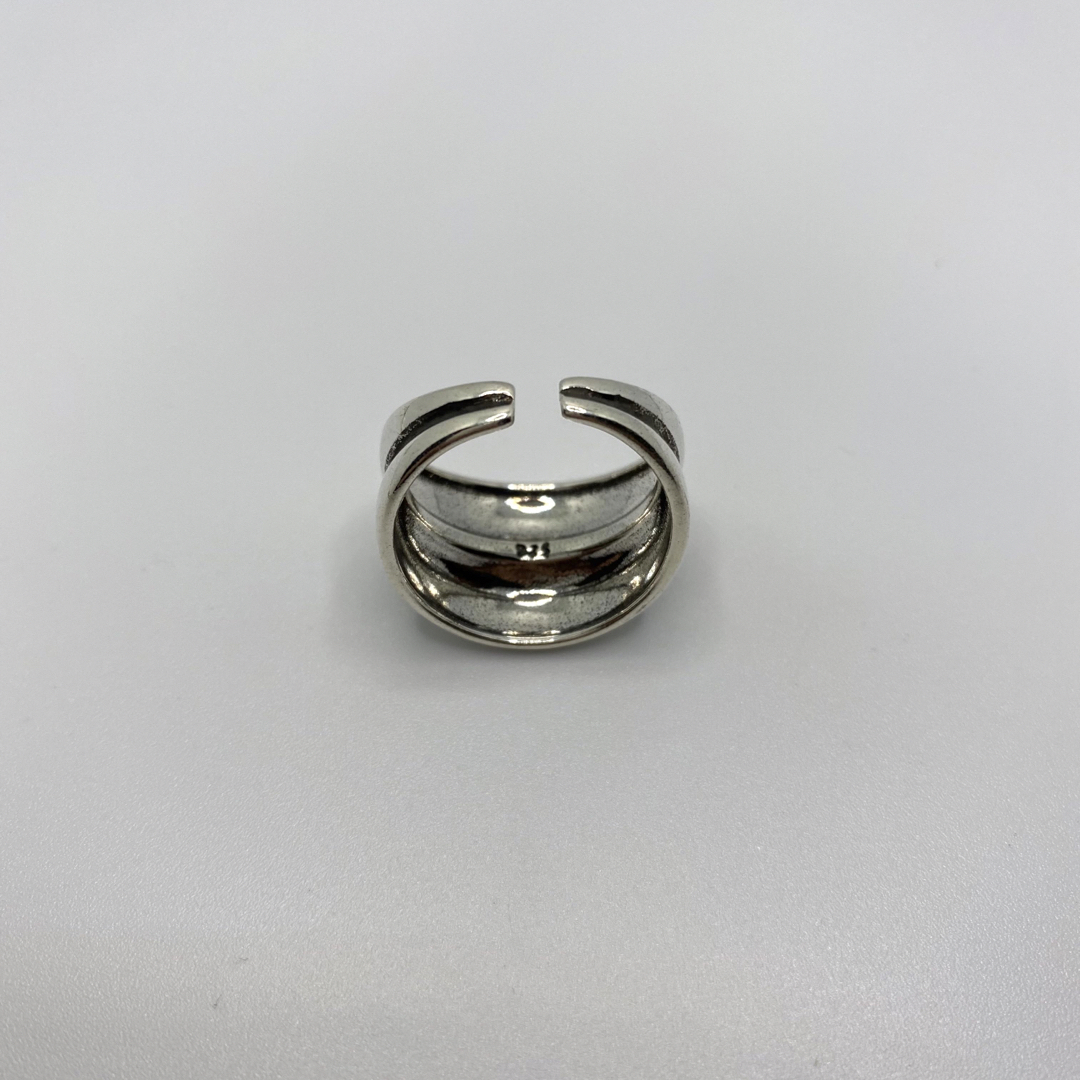 【匿名配送】 ダブルウェーブ シルバー オープン リング S925 メンズのアクセサリー(リング(指輪))の商品写真
